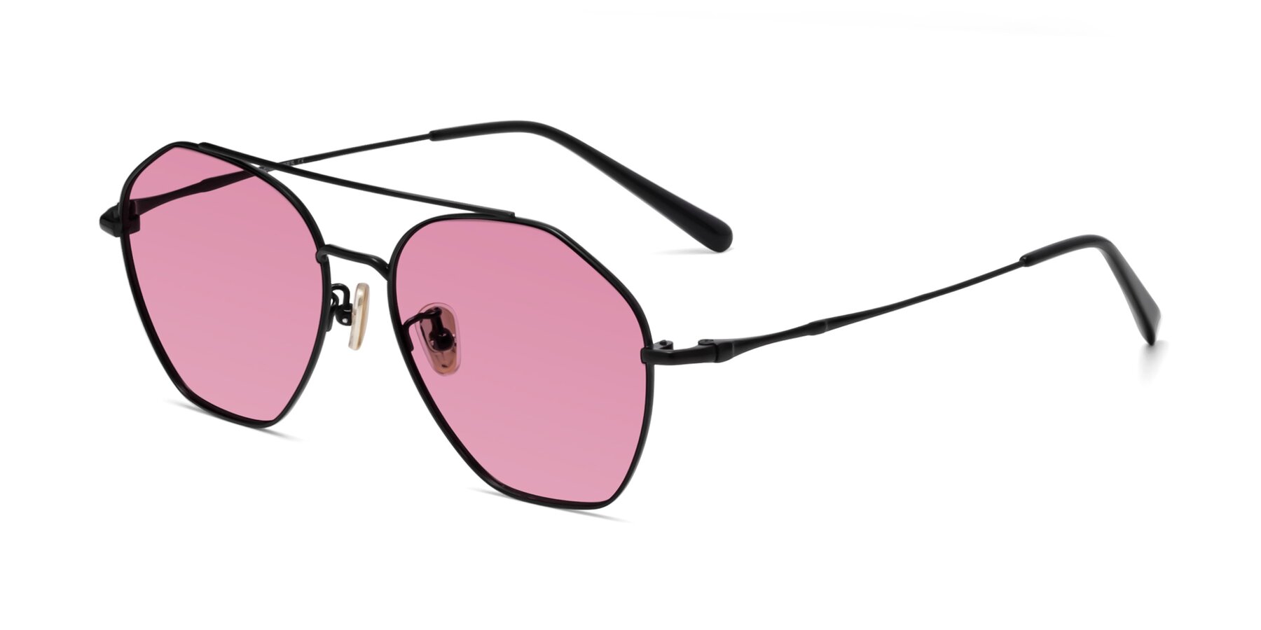 Angle of Linton in Black with Medium Wine Tinted Lenses