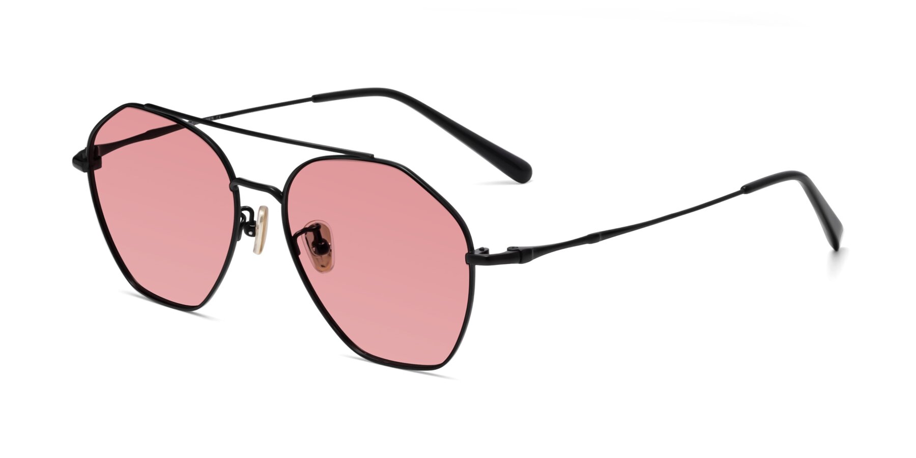 Angle of Linton in Black with Medium Garnet Tinted Lenses