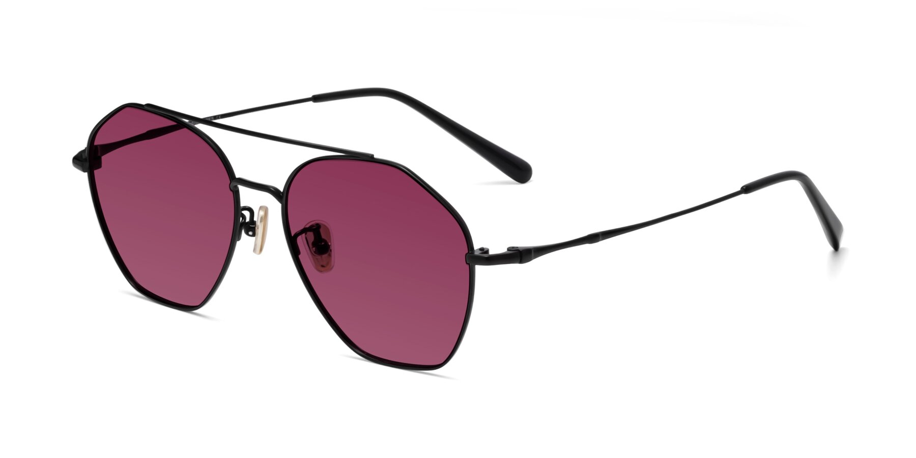 Angle of Linton in Black with Wine Tinted Lenses