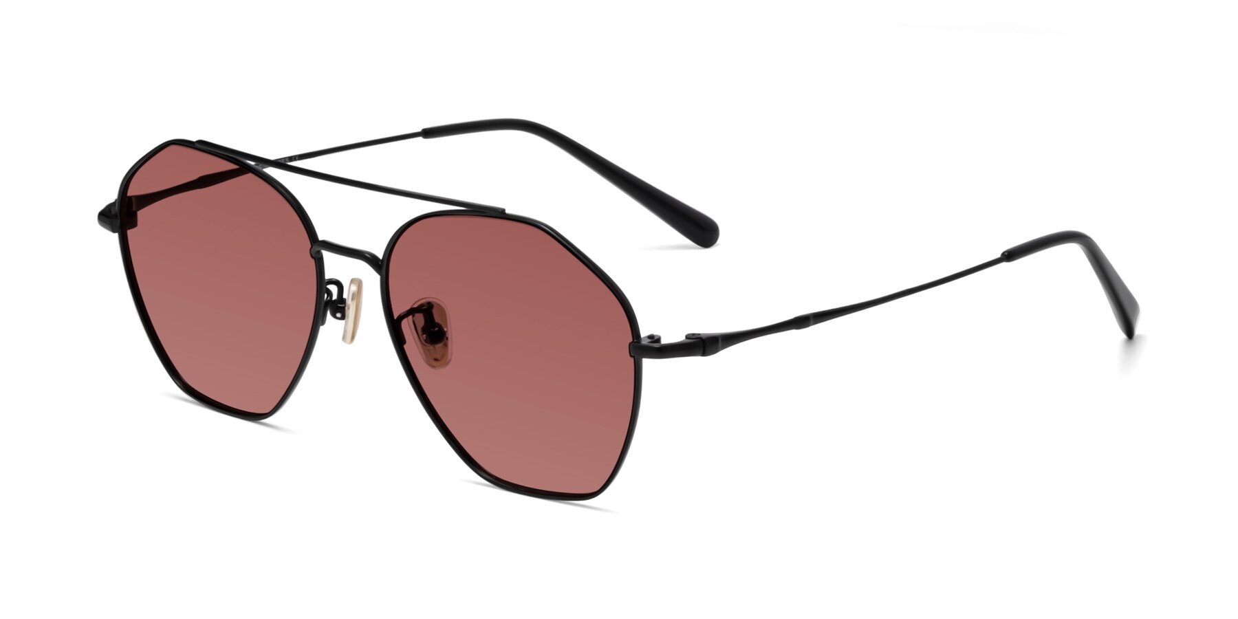 Angle of Linton in Black with Garnet Tinted Lenses