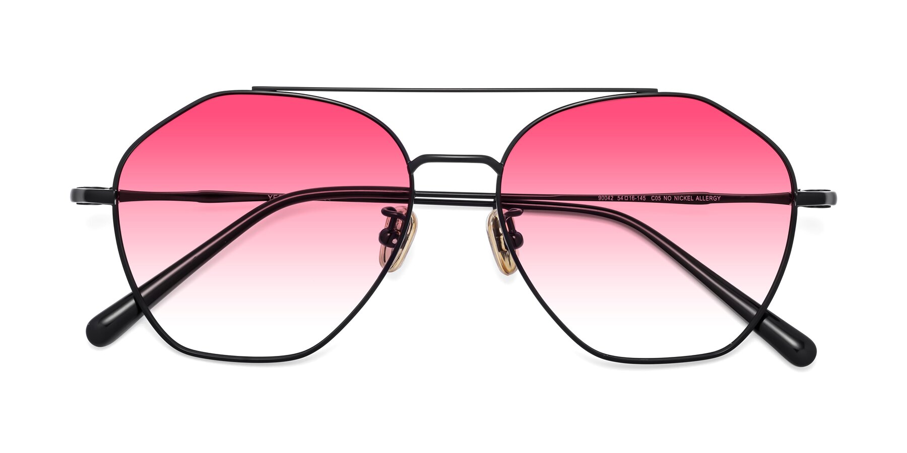 Folded Front of 90042 in Black with Pink Gradient Lenses