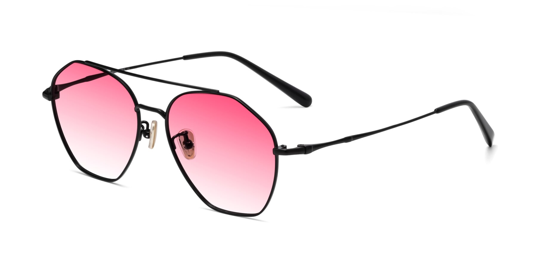 Angle of 90042 in Black with Pink Gradient Lenses