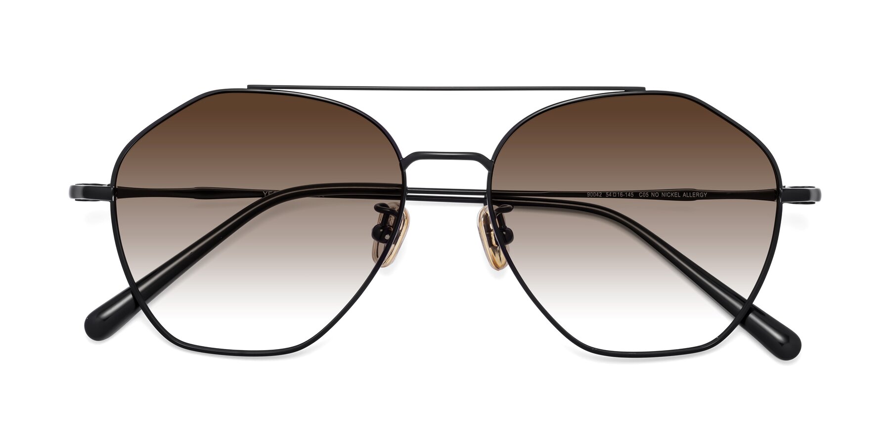 Folded Front of Linton in Black with Brown Gradient Lenses