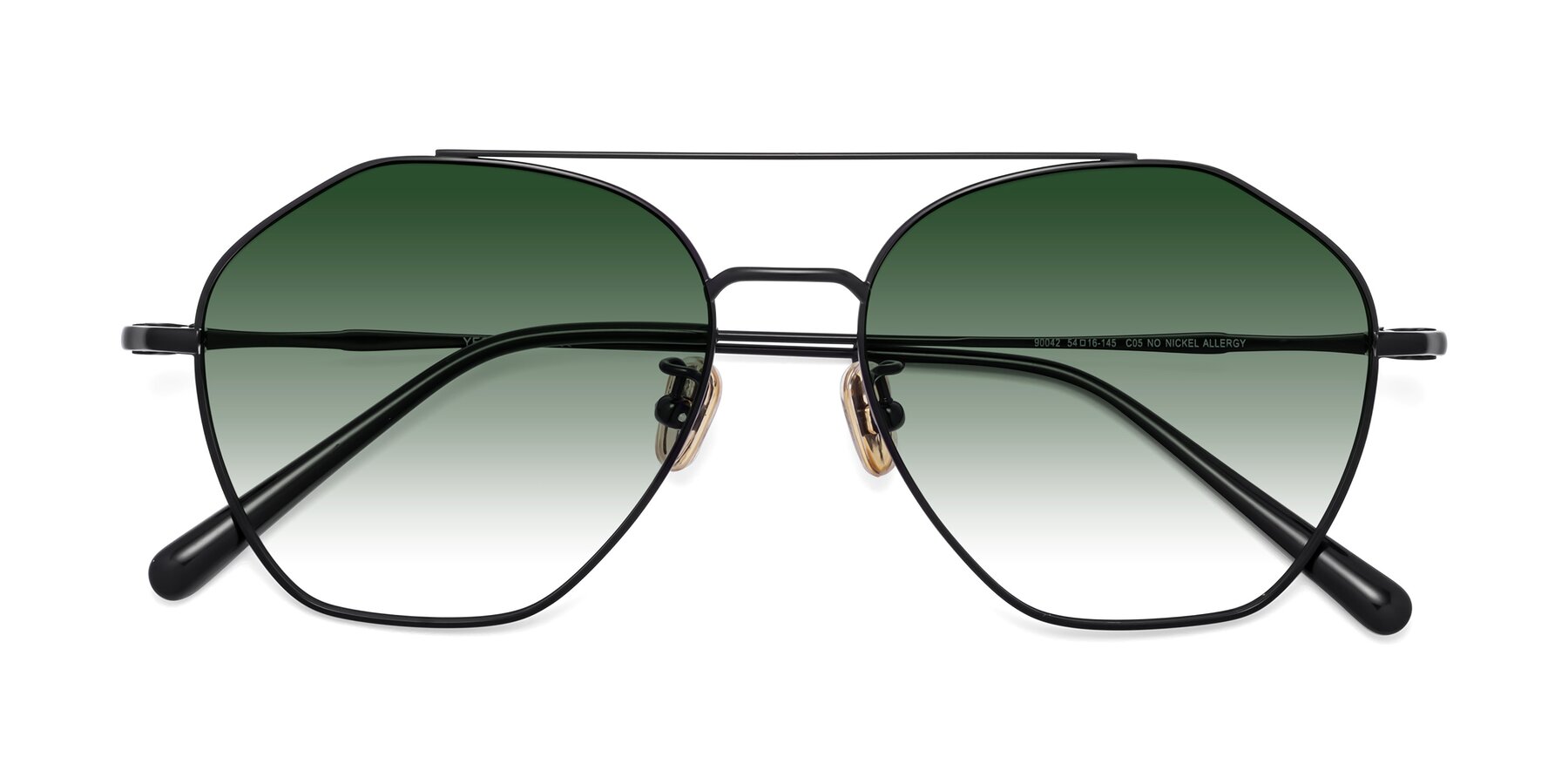 Folded Front of 90042 in Black with Green Gradient Lenses