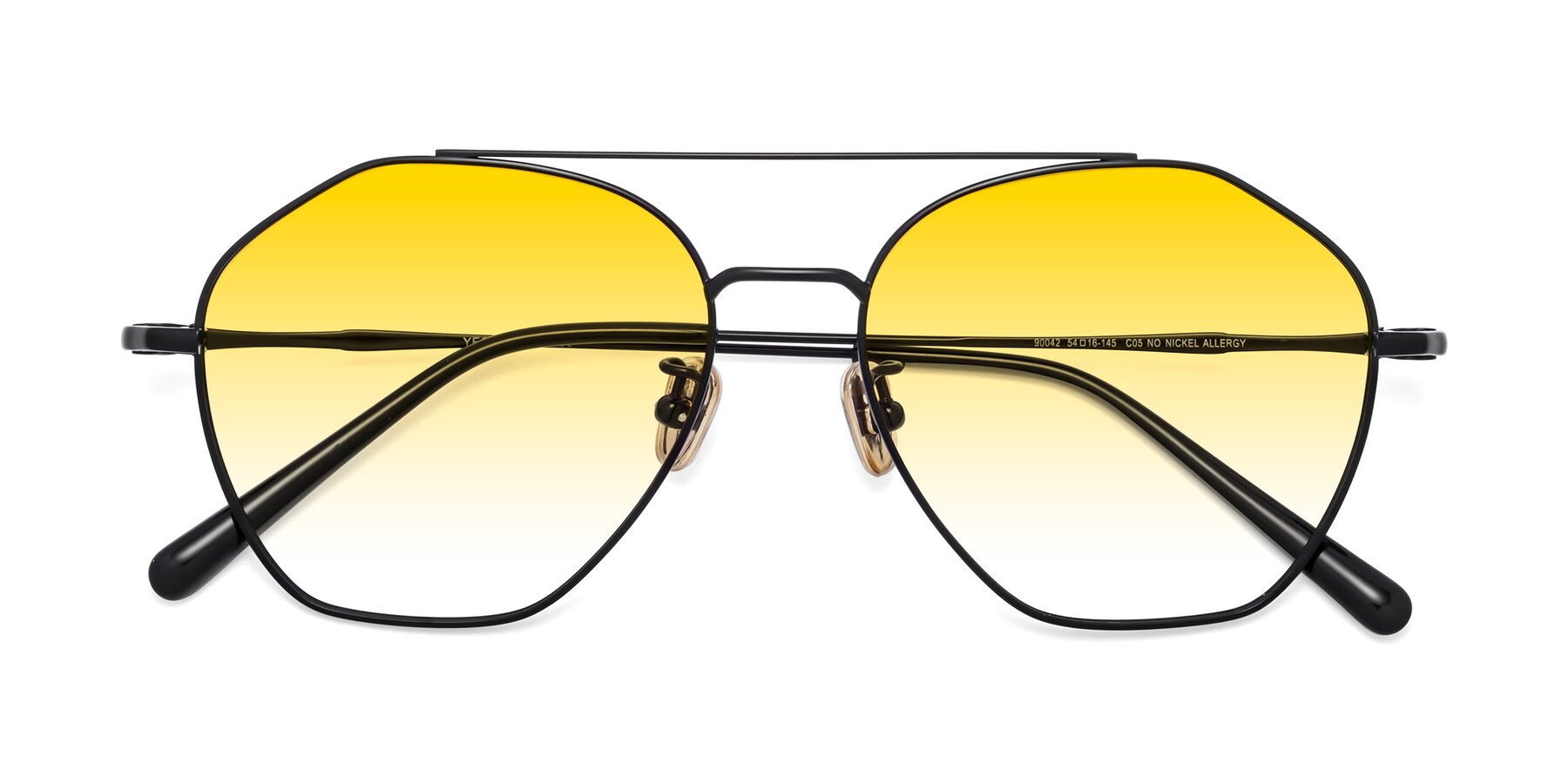 Folded Front of Linton in Black with Yellow Gradient Lenses