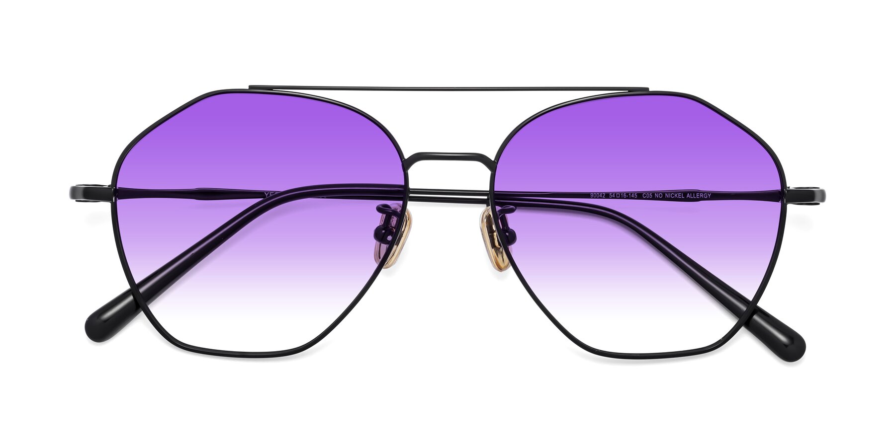 Folded Front of 90042 in Black with Purple Gradient Lenses