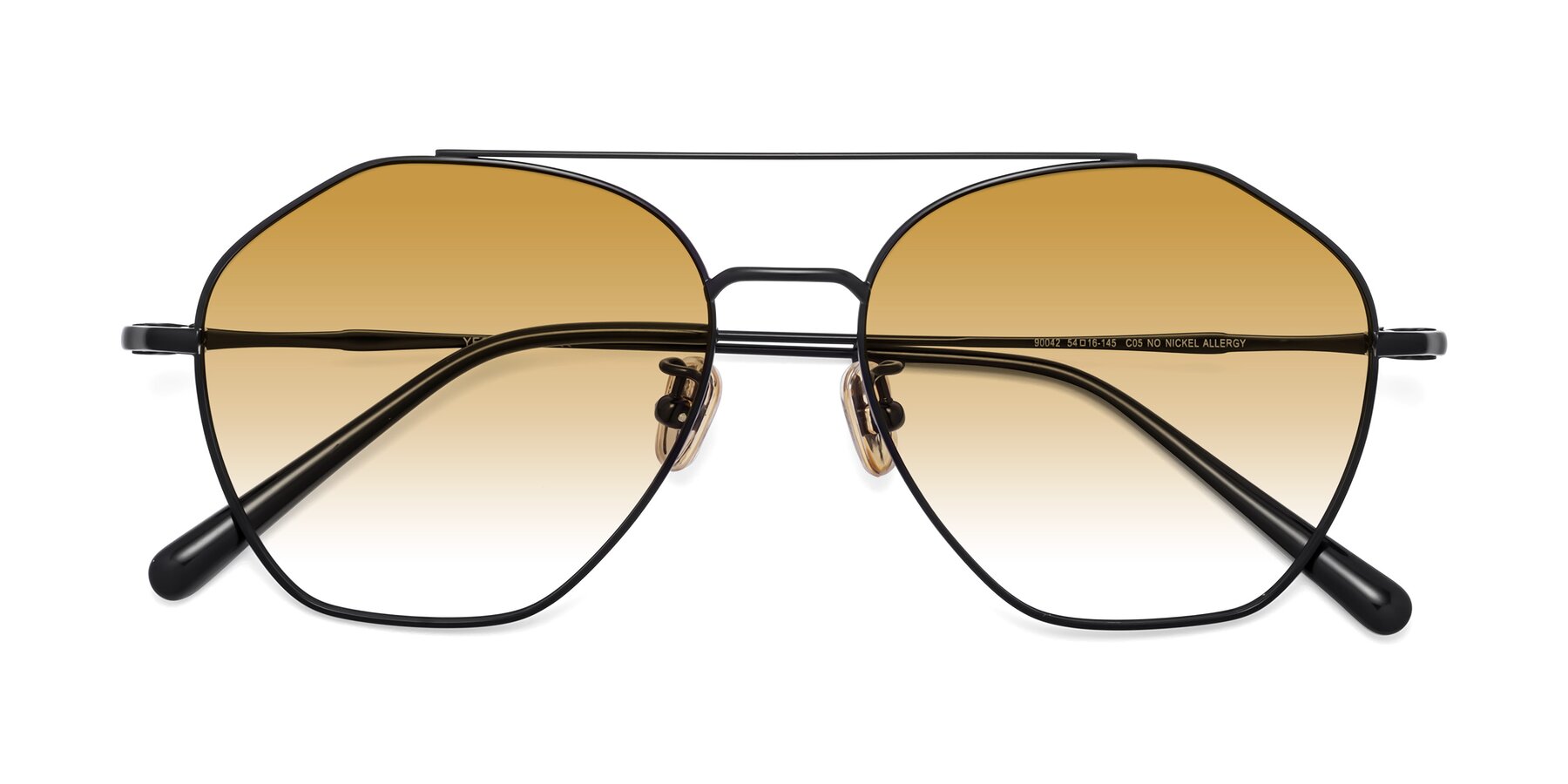 Folded Front of Linton in Black with Champagne Gradient Lenses