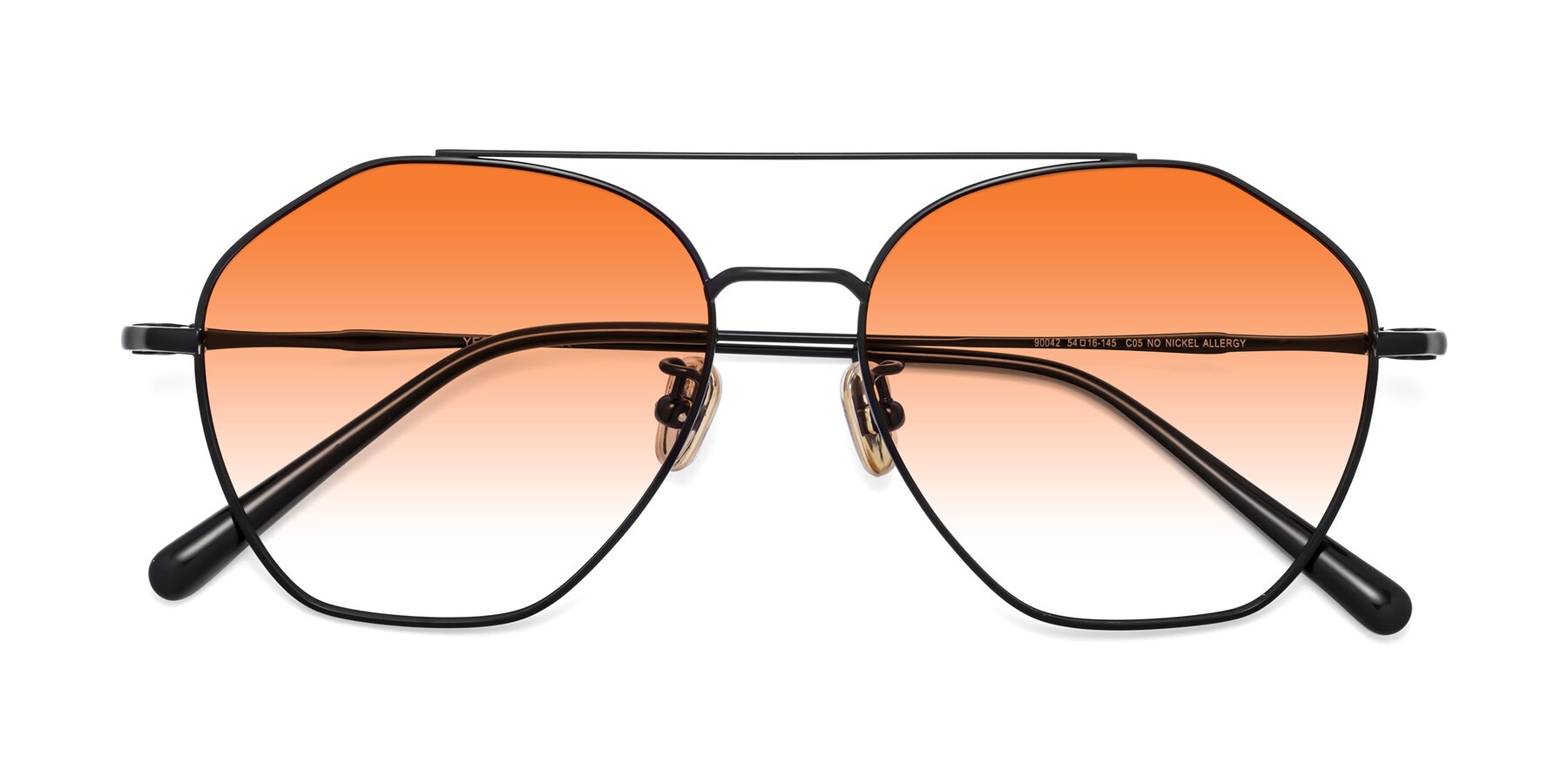 Folded Front of 90042 in Black with Orange Gradient Lenses