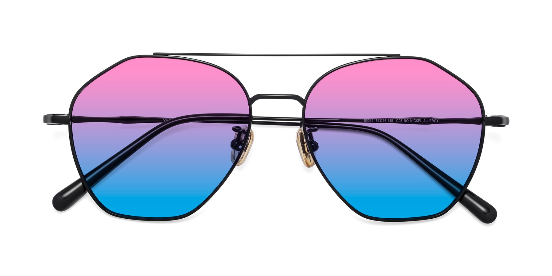Folded Front of 90042 in Black with Pink / Blue Gradient Lenses