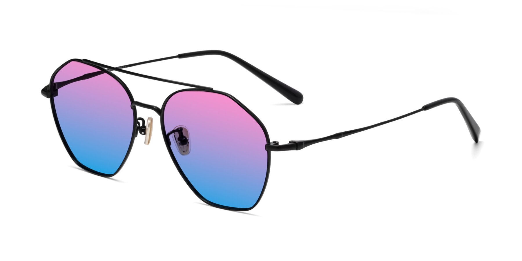 Angle of 90042 in Black with Pink / Blue Gradient Lenses