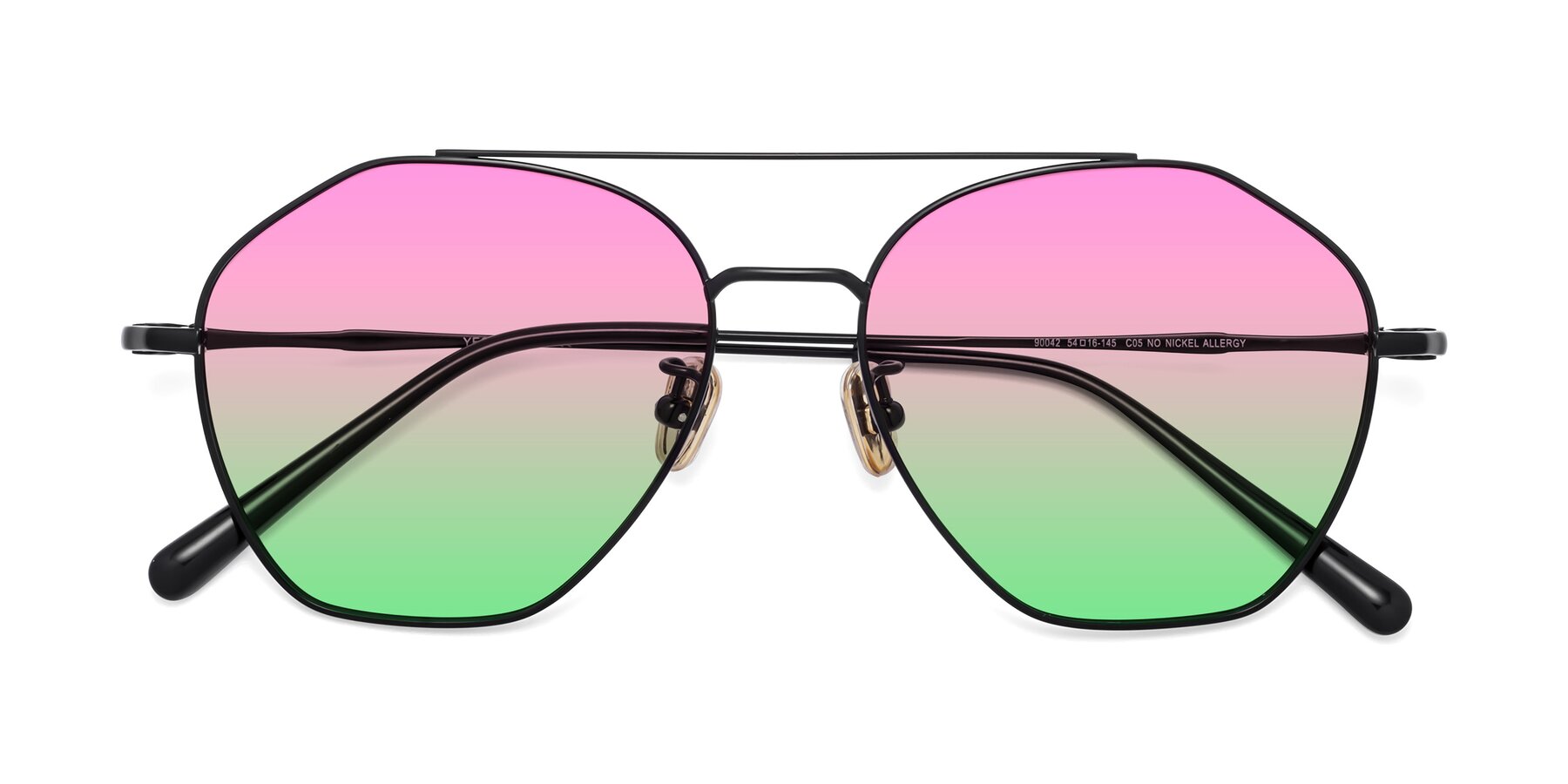 Folded Front of 90042 in Black with Pink / Green Gradient Lenses