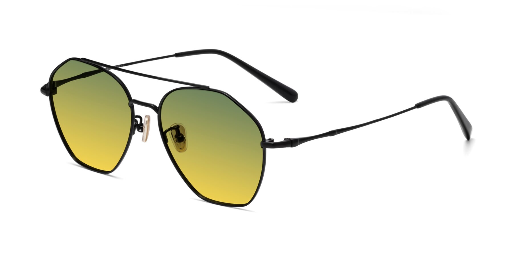 Angle of Linton in Black with Green / Yellow Gradient Lenses