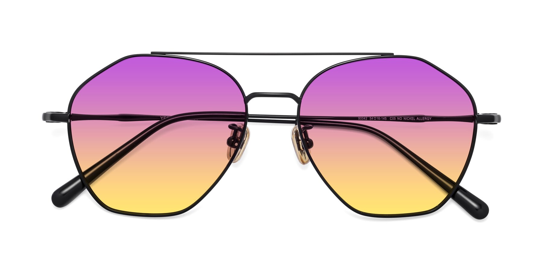 Folded Front of 90042 in Black with Purple / Yellow Gradient Lenses