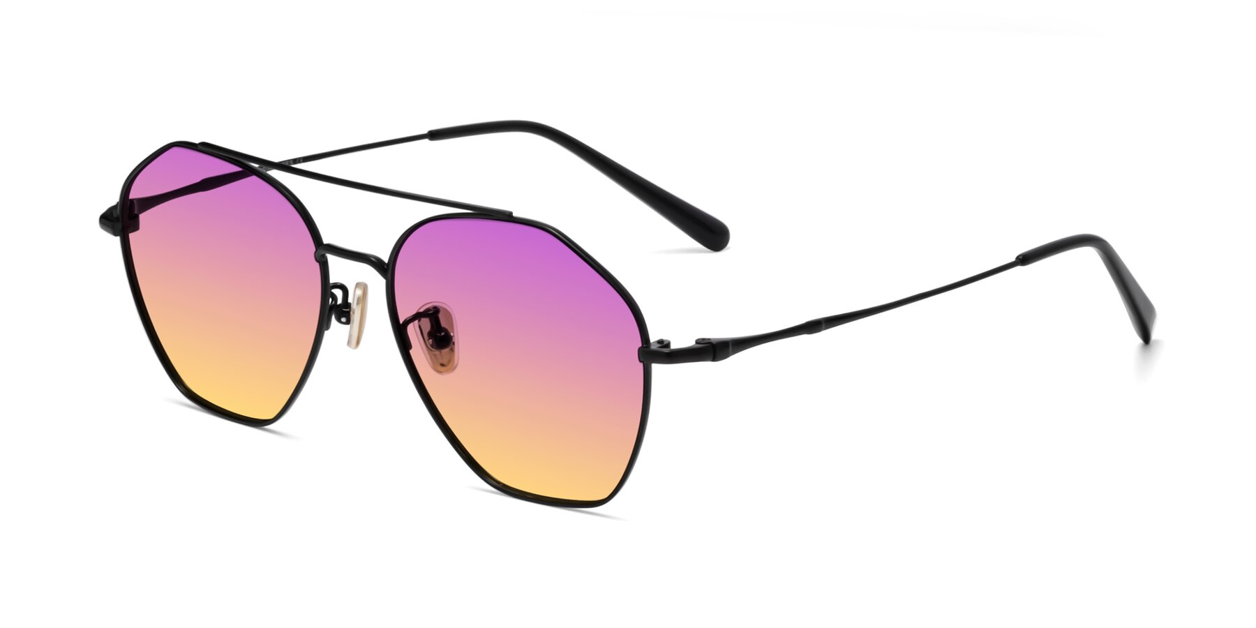 Angle of 90042 in Black with Purple / Yellow Gradient Lenses
