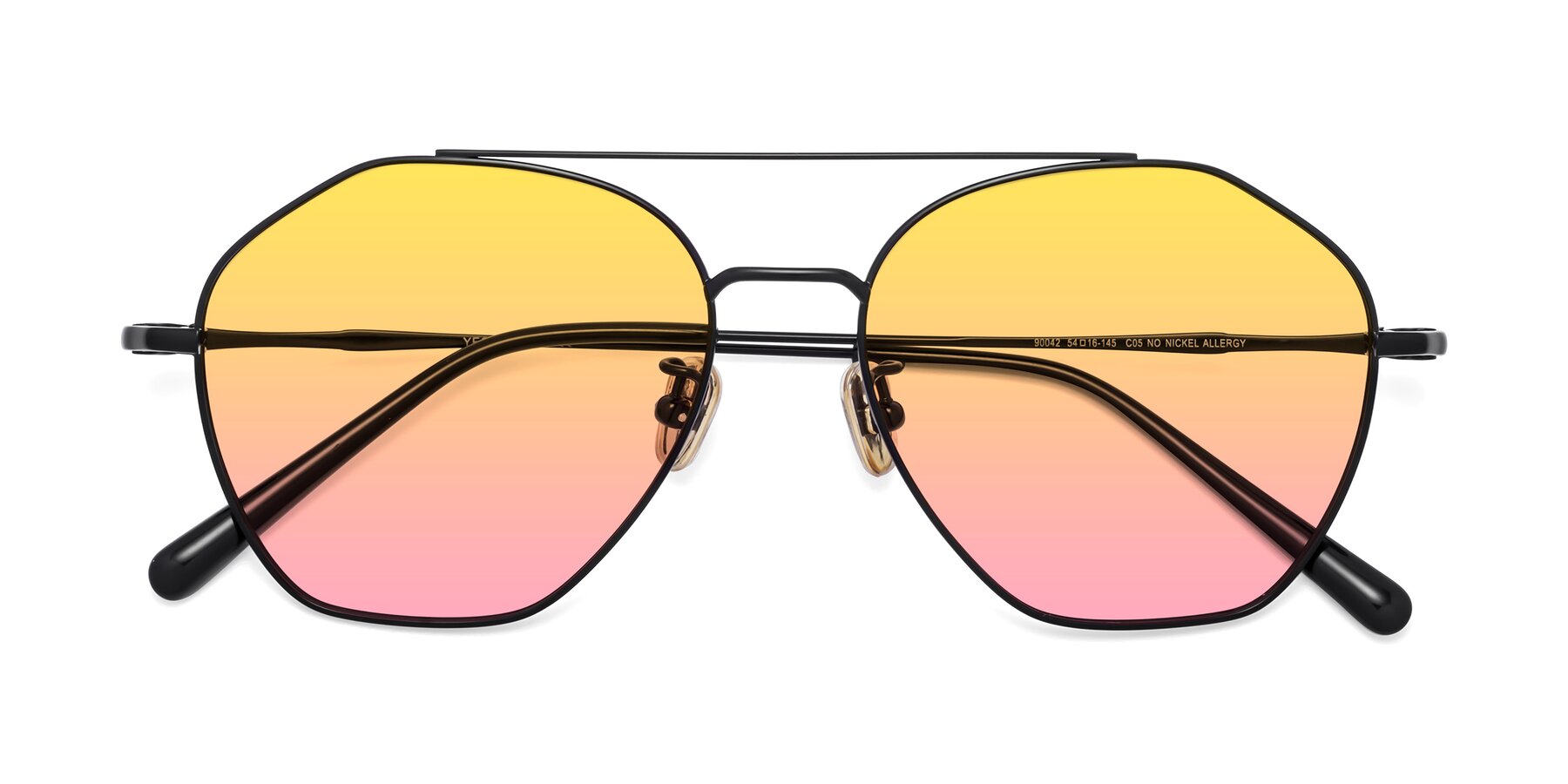 Folded Front of 90042 in Black with Yellow / Pink Gradient Lenses