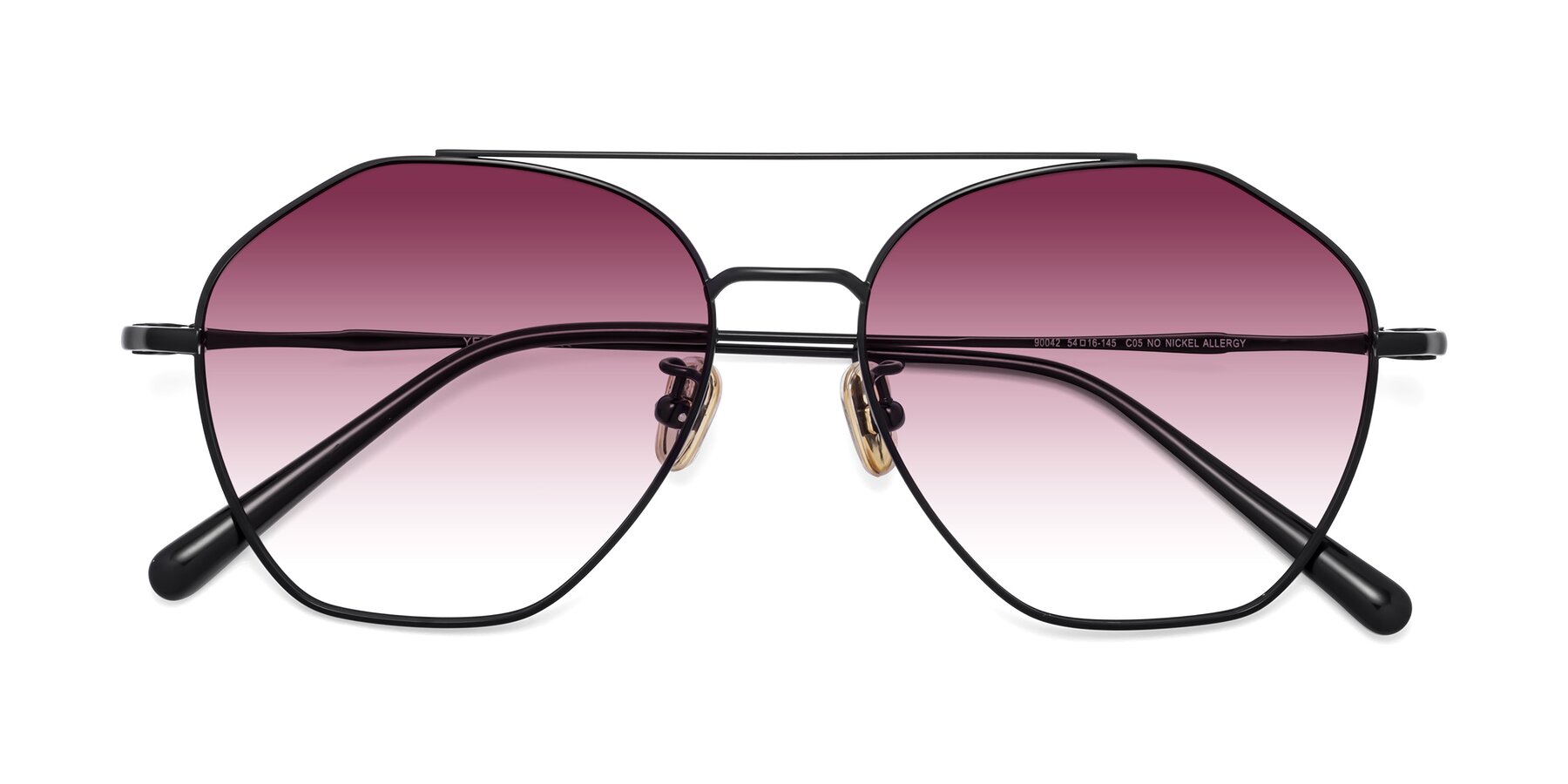 Folded Front of Linton in Black with Wine Gradient Lenses