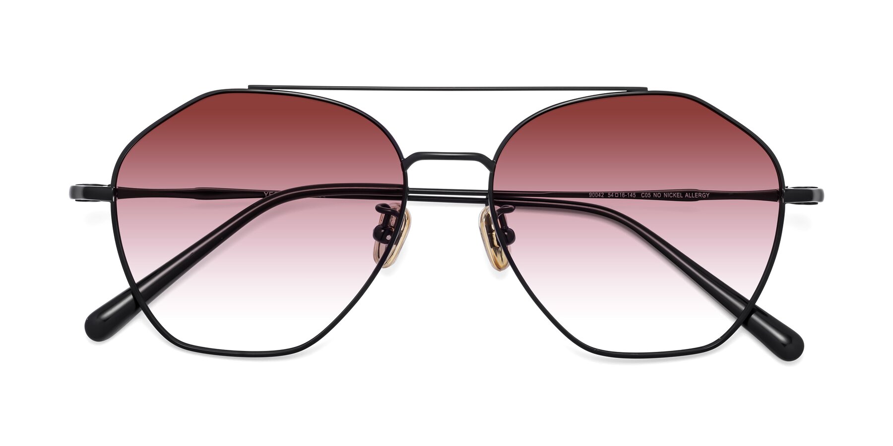 Folded Front of Linton in Black with Garnet Gradient Lenses