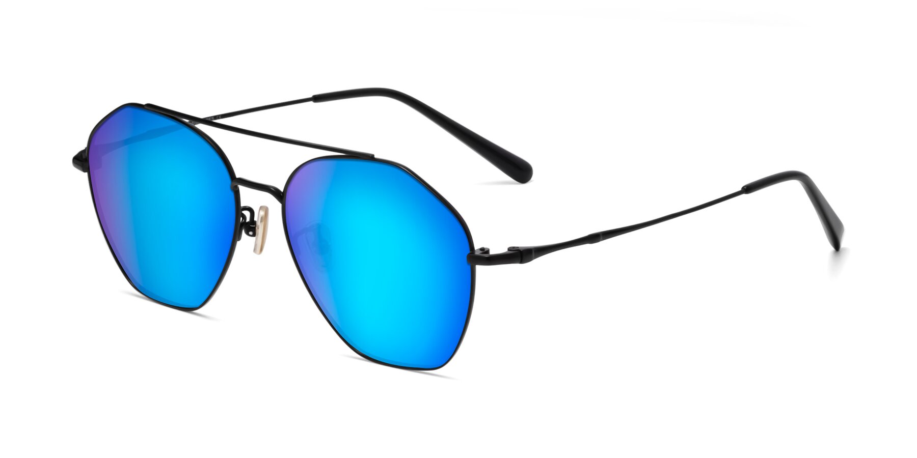 Angle of Linton in Black with Blue Mirrored Lenses