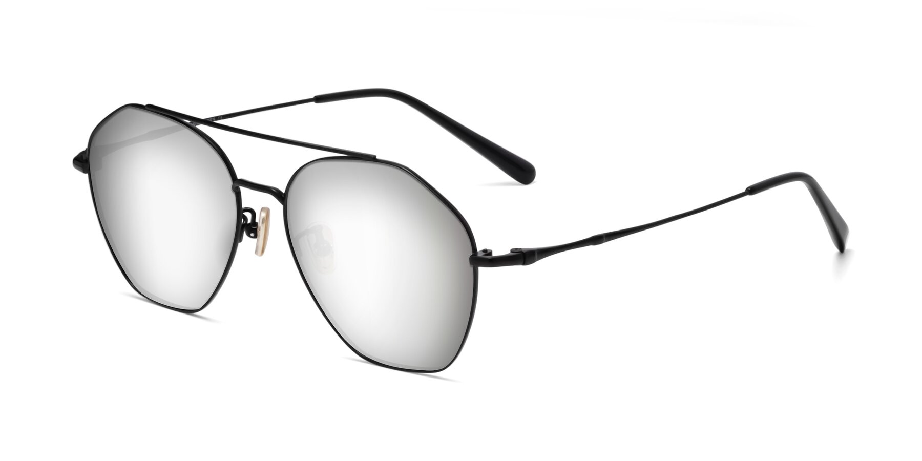 Angle of 90042 in Black with Silver Mirrored Lenses