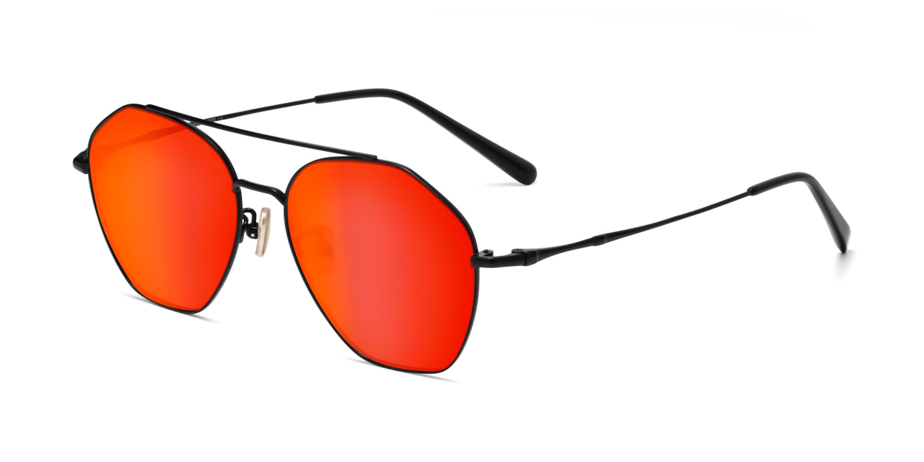 Angle of 90042 in Black with Red Gold Mirrored Lenses