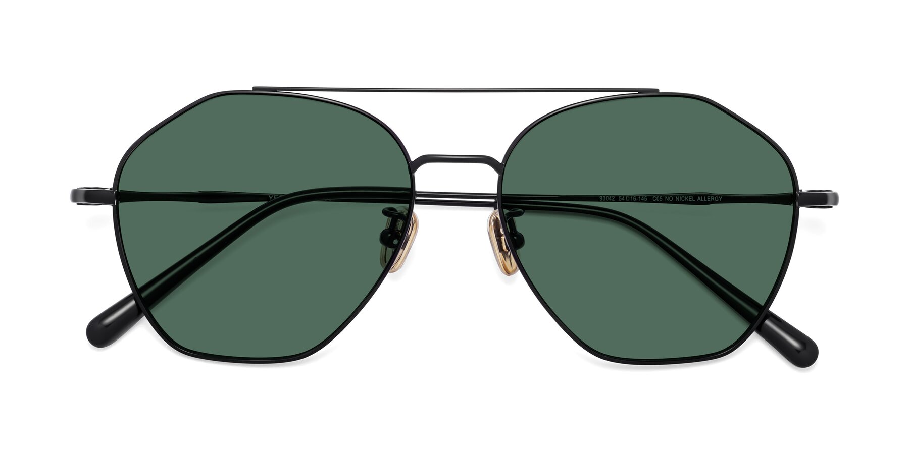 Folded Front of 90042 in Black with Green Polarized Lenses