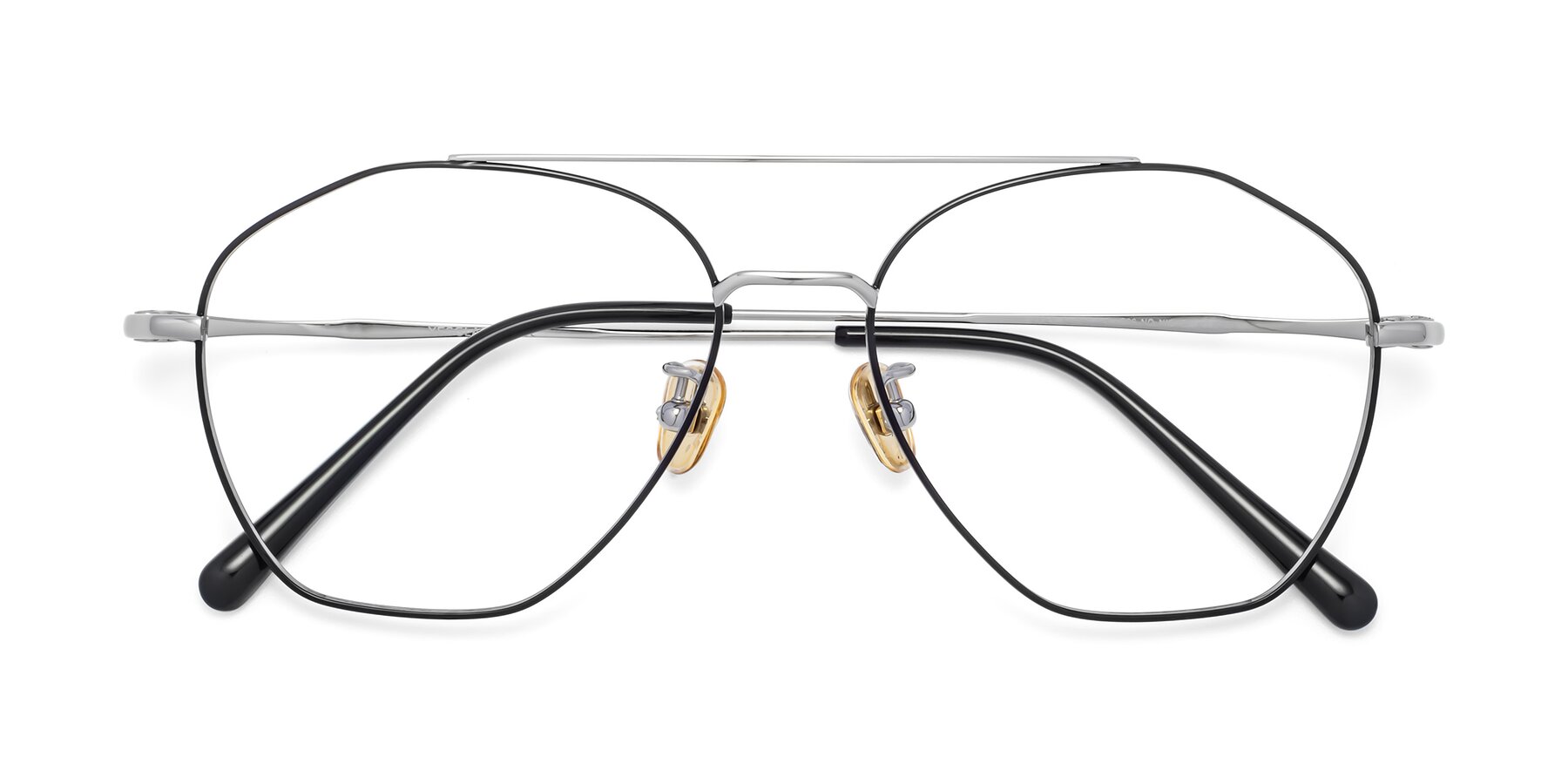 Folded Front of 90042 in Black-Silver with Clear Eyeglass Lenses