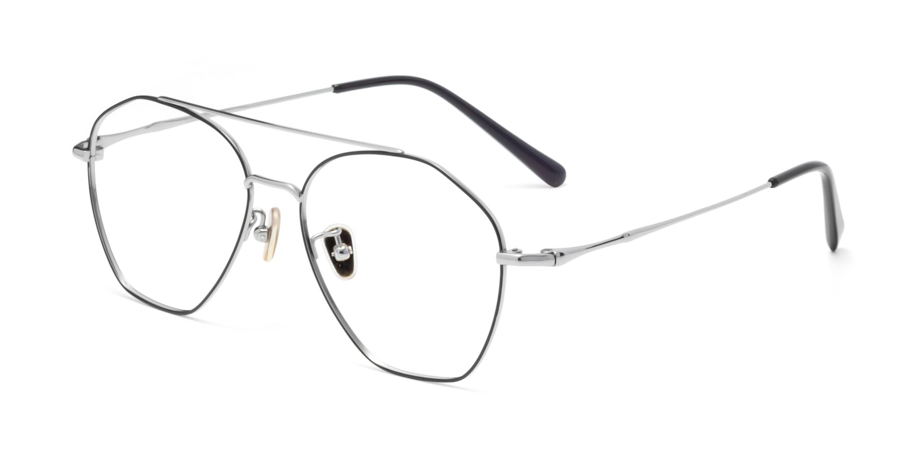 Angle of 90042 in Black-Silver with Clear Eyeglass Lenses