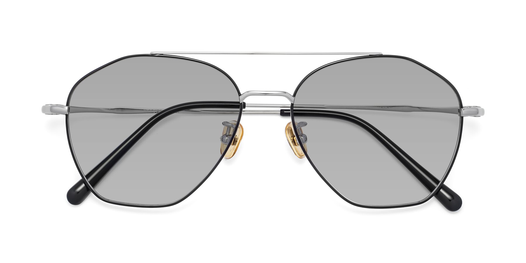 Folded Front of 90042 in Black-Silver with Light Gray Tinted Lenses