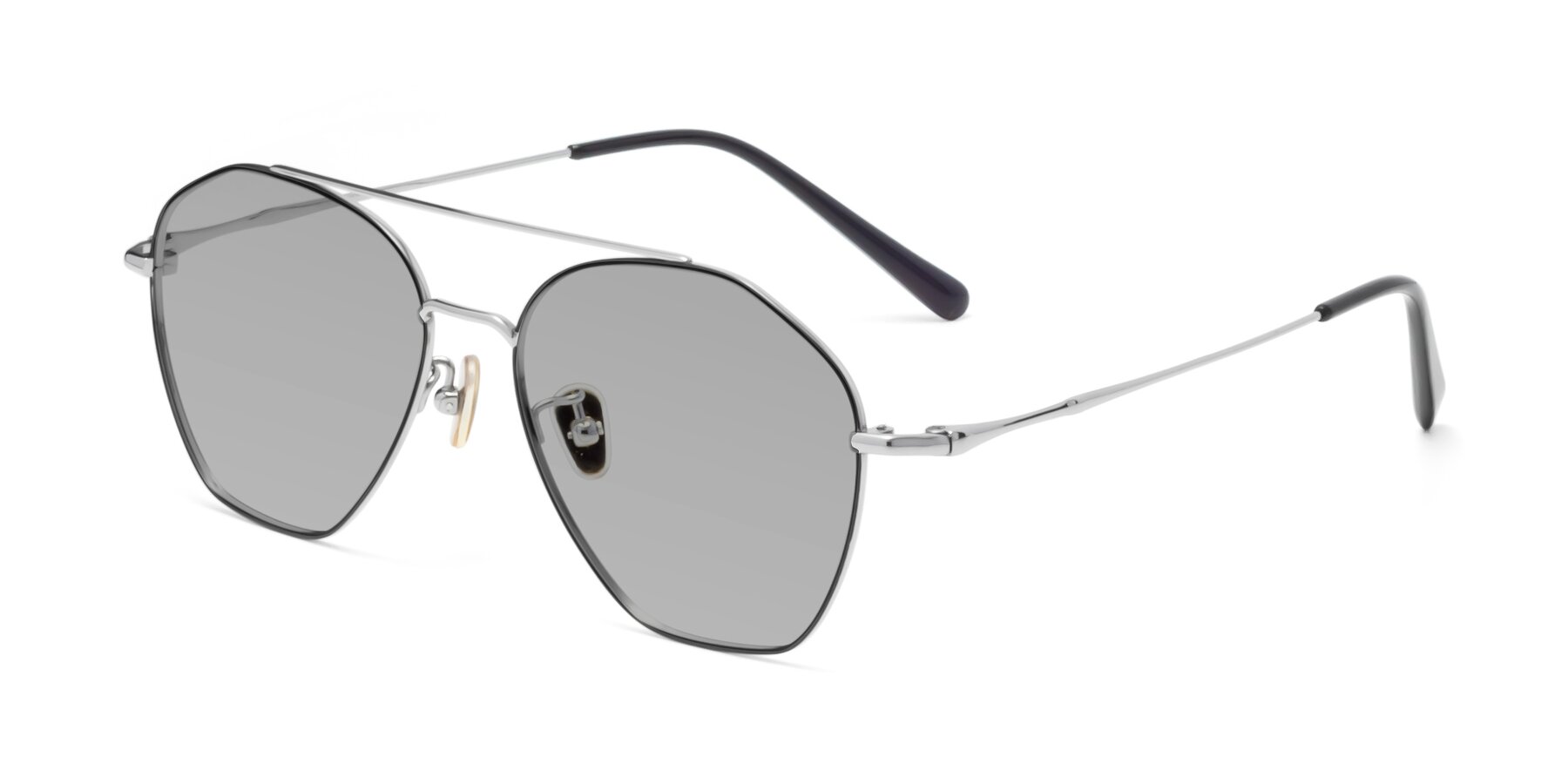 Angle of 90042 in Black-Silver with Light Gray Tinted Lenses
