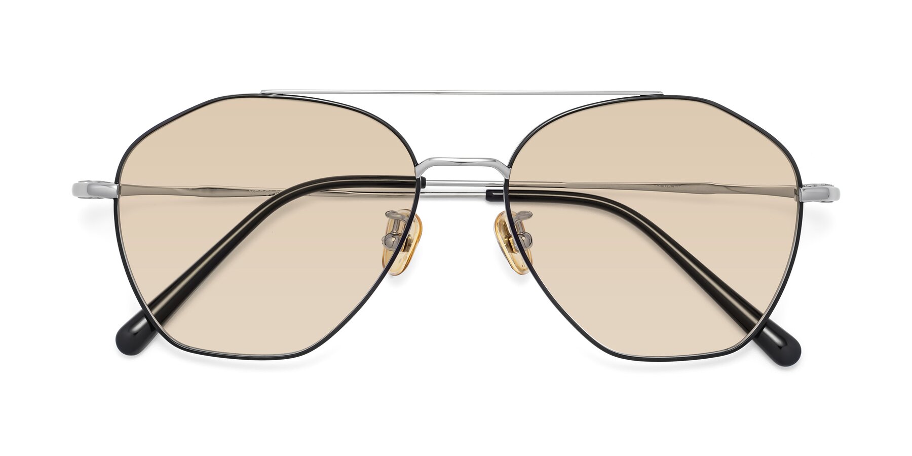Folded Front of 90042 in Black-Silver with Light Brown Tinted Lenses