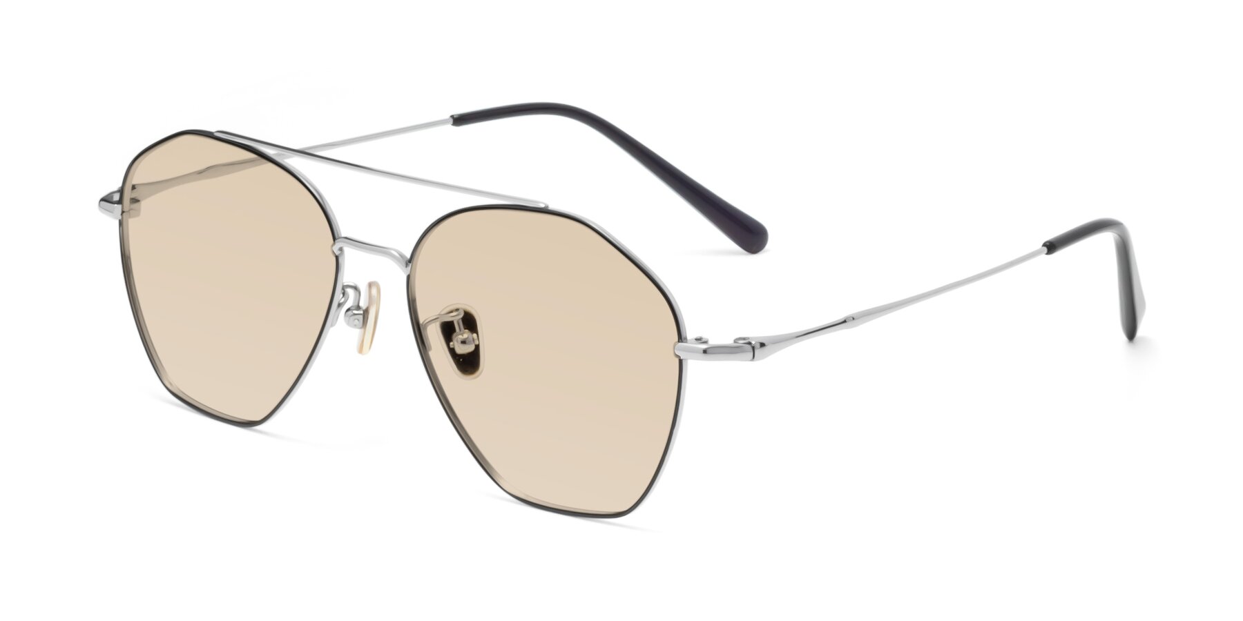 Angle of 90042 in Black-Silver with Light Brown Tinted Lenses