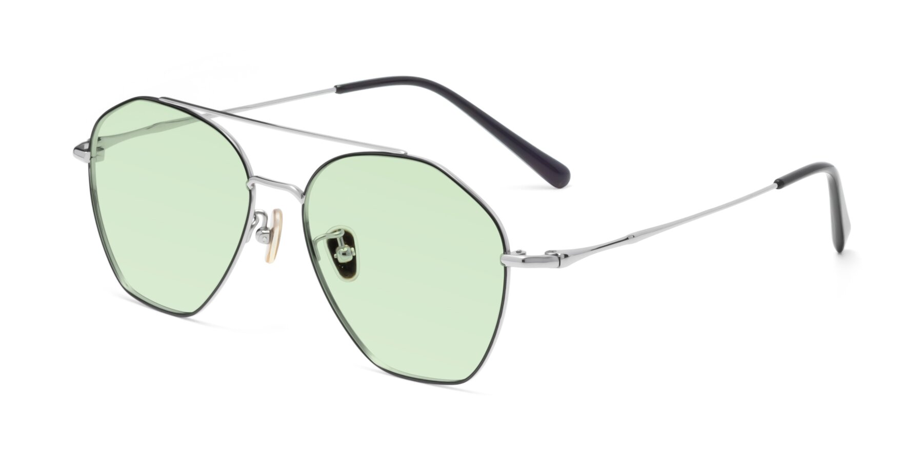 Angle of Linton in Black-Silver with Light Green Tinted Lenses