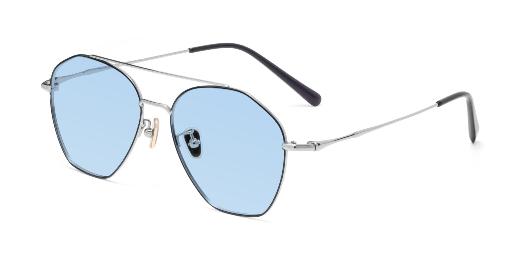 Angle of 90042 in Black-Silver with Light Blue Tinted Lenses