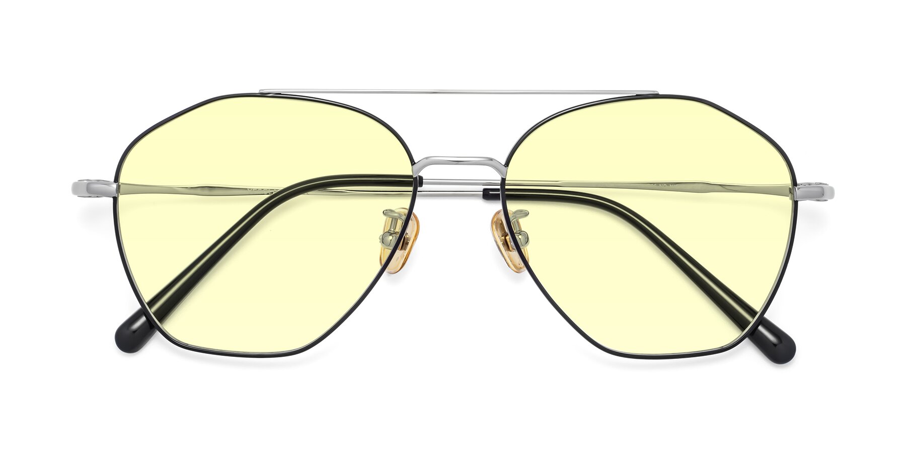 Folded Front of 90042 in Black-Silver with Light Yellow Tinted Lenses