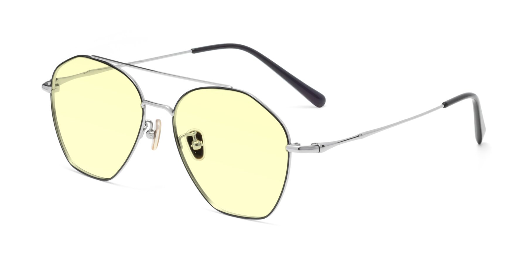 Angle of 90042 in Black-Silver with Light Yellow Tinted Lenses