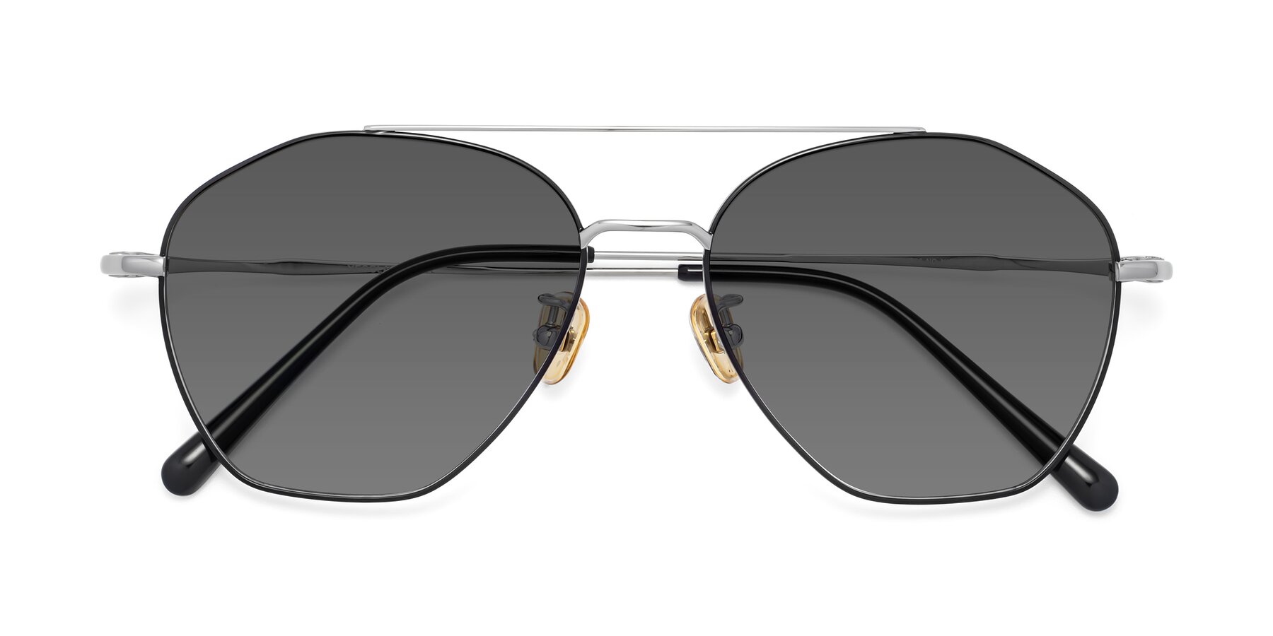Folded Front of 90042 in Black-Silver with Medium Gray Tinted Lenses