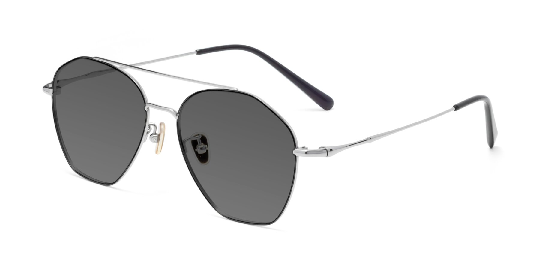 Angle of Linton in Black-Silver with Medium Gray Tinted Lenses