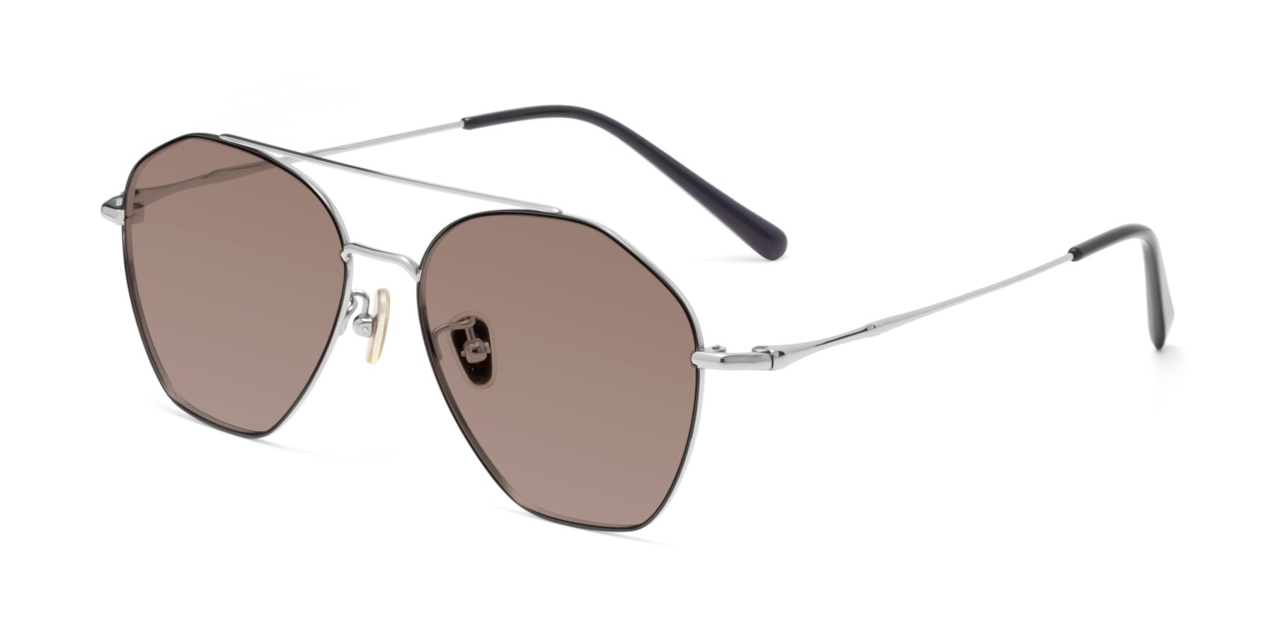 Angle of 90042 in Black-Silver with Medium Brown Tinted Lenses