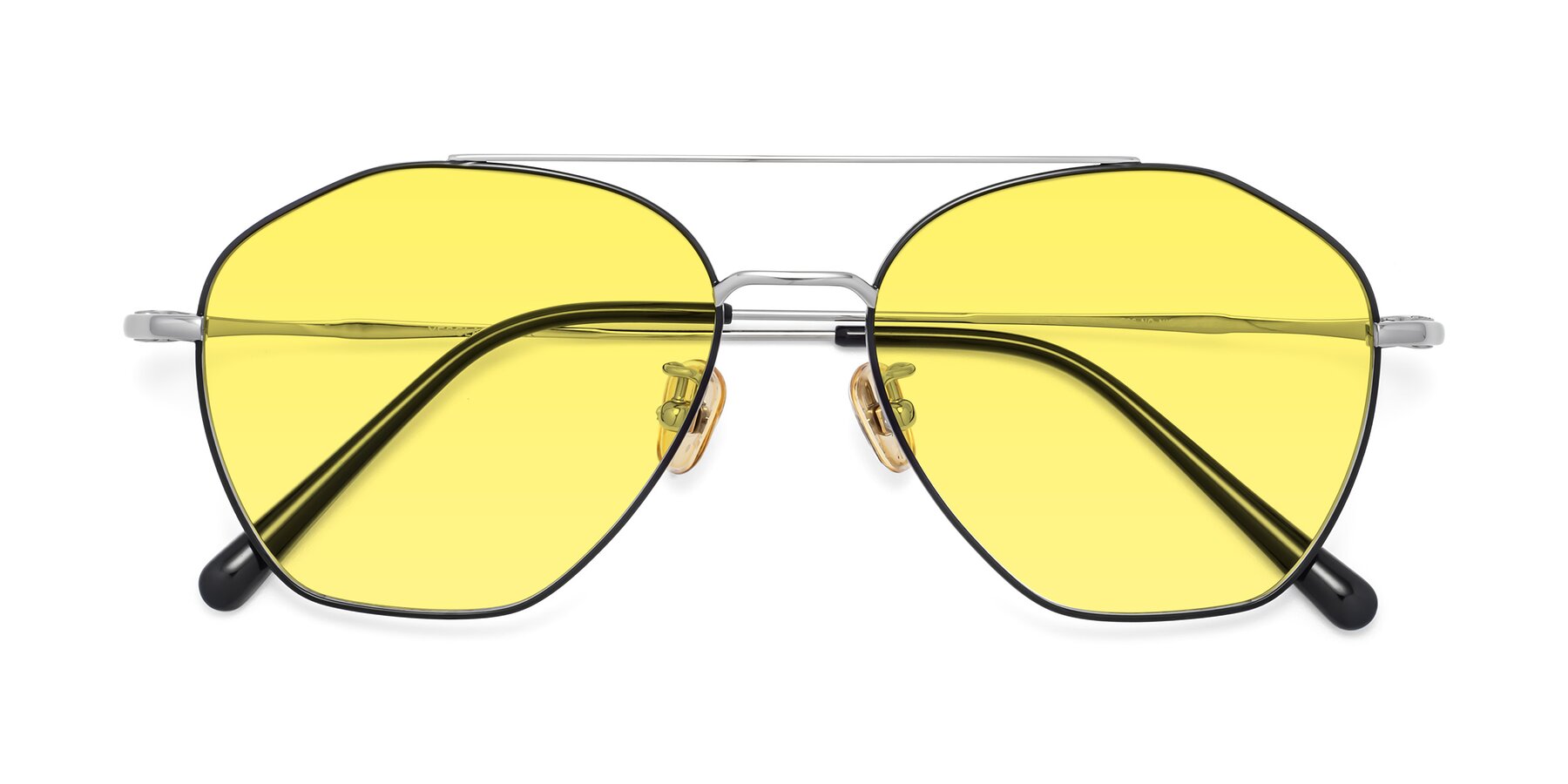 Folded Front of Linton in Black-Silver with Medium Yellow Tinted Lenses