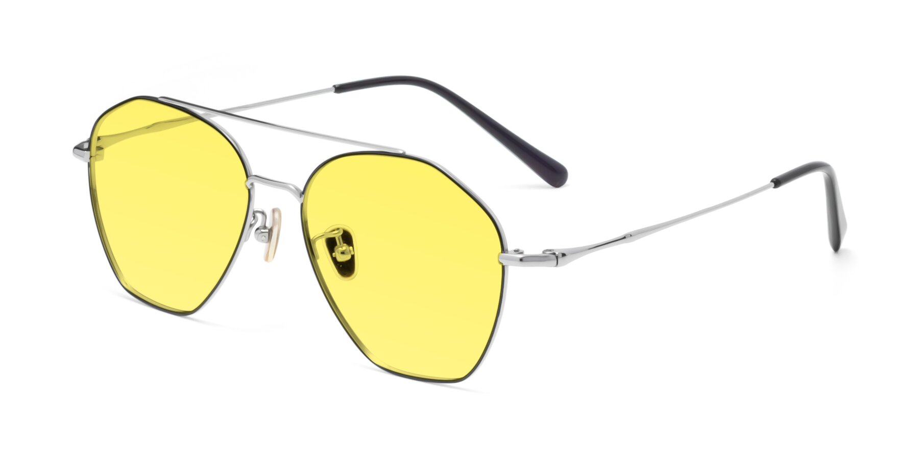 Angle of Linton in Black-Silver with Medium Yellow Tinted Lenses