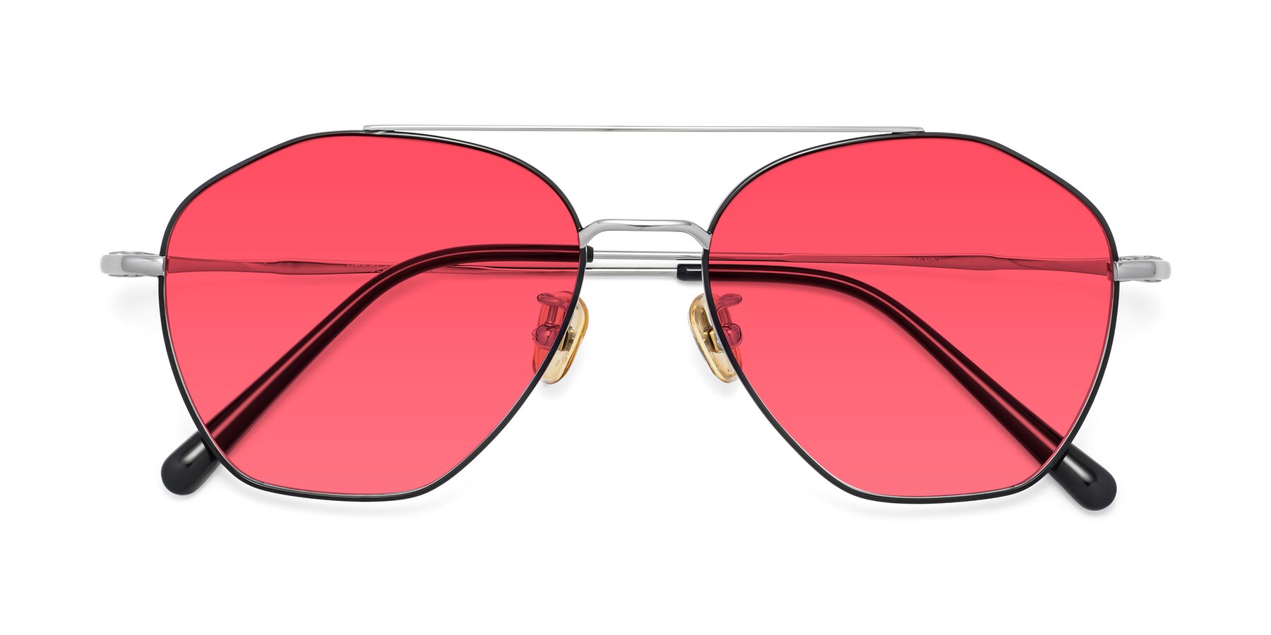 Folded Front of 90042 in Black-Silver with Pink Tinted Lenses