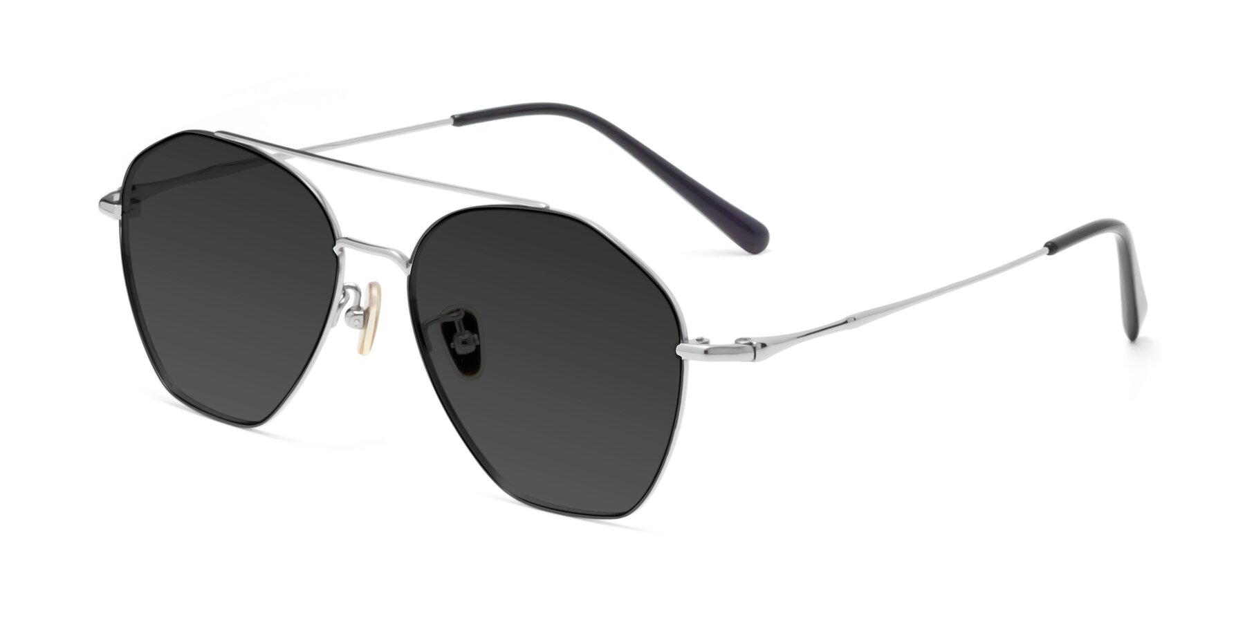 Angle of Linton in Black-Silver with Gray Tinted Lenses