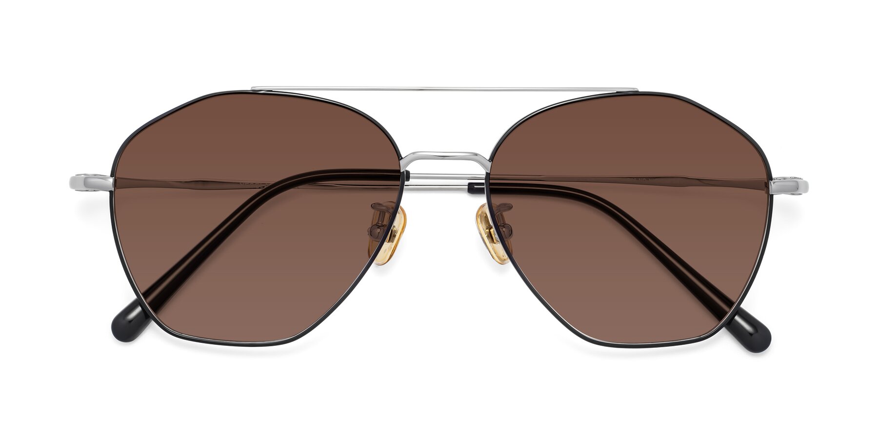 Folded Front of 90042 in Black-Silver with Brown Tinted Lenses