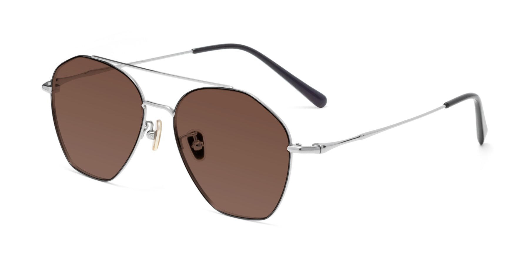 Angle of 90042 in Black-Silver with Brown Tinted Lenses