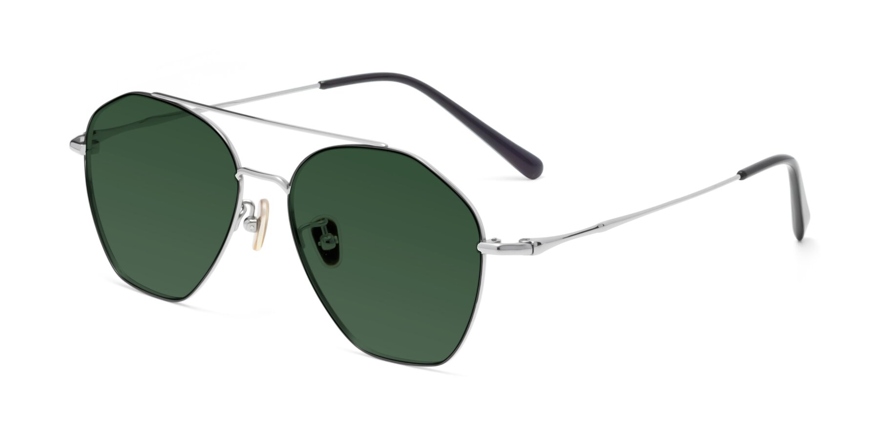 Angle of Linton in Black-Silver with Green Tinted Lenses