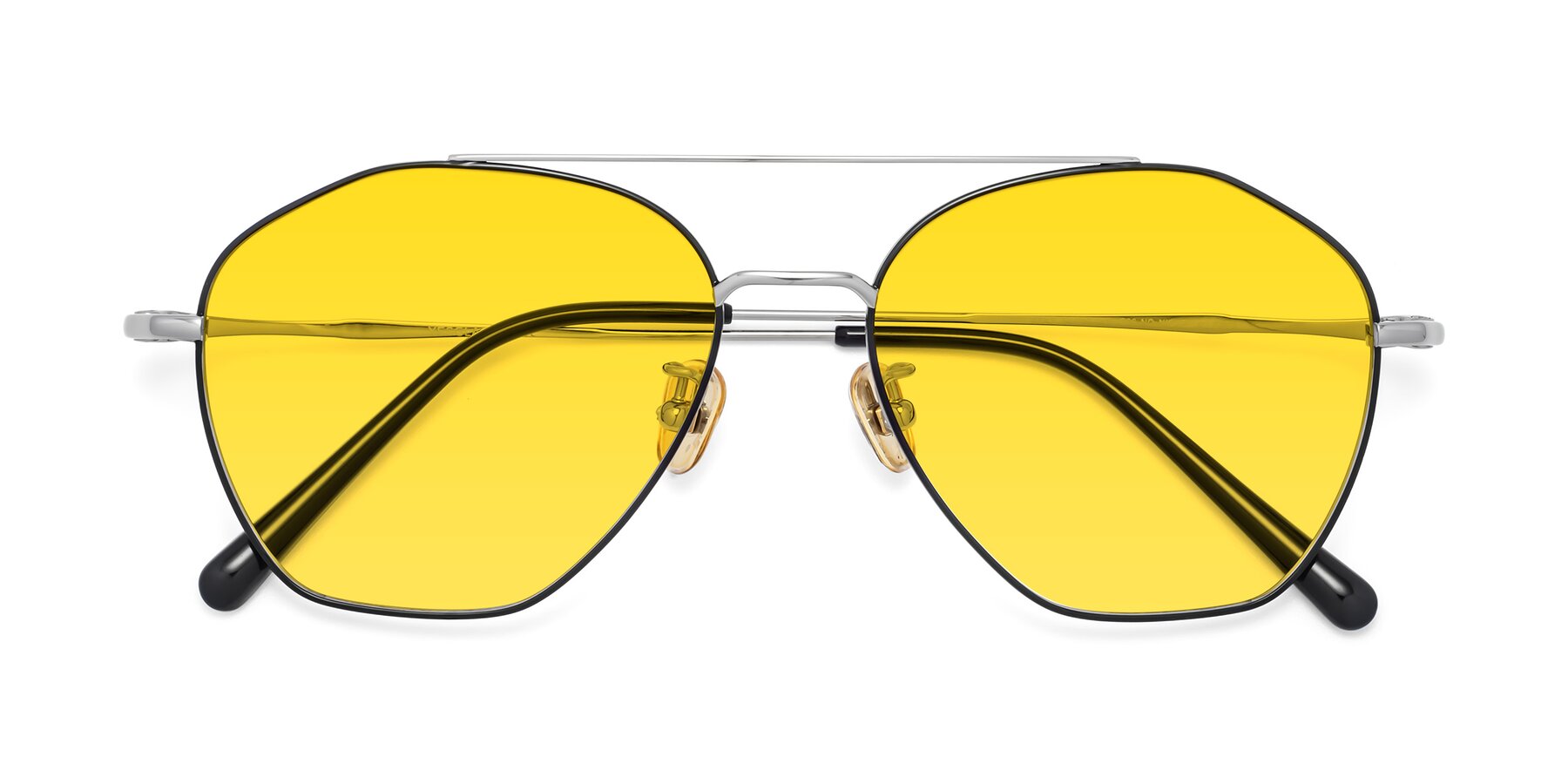 Folded Front of Linton in Black-Silver with Yellow Tinted Lenses