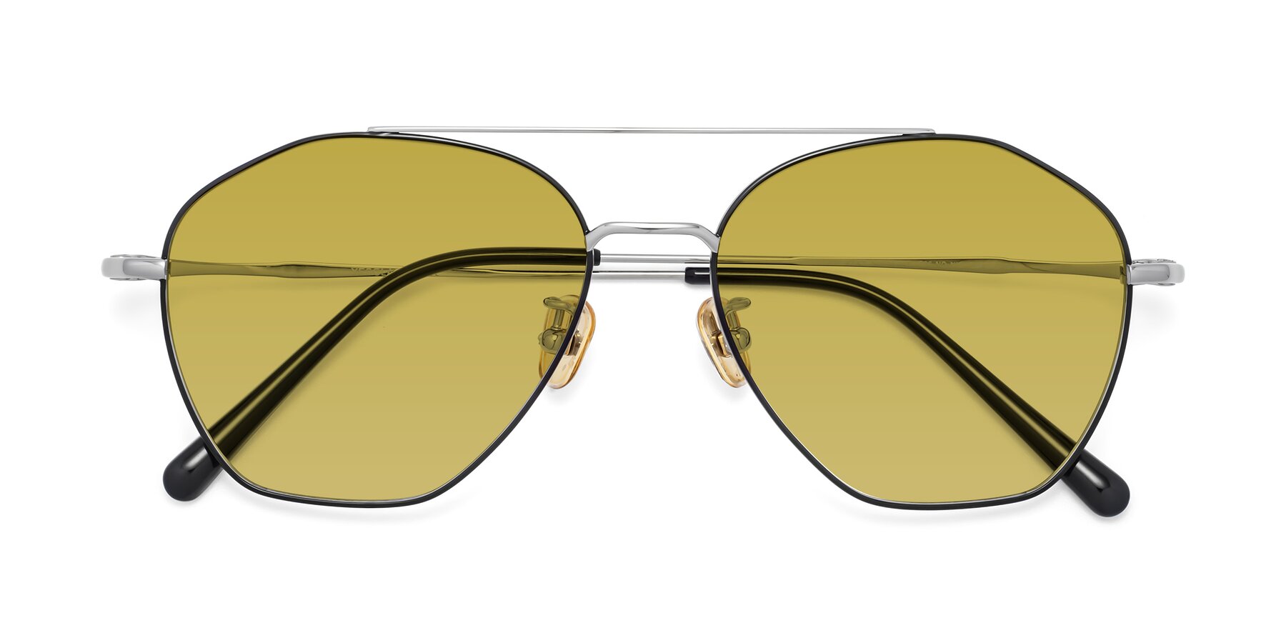 Folded Front of Linton in Black-Silver with Champagne Tinted Lenses