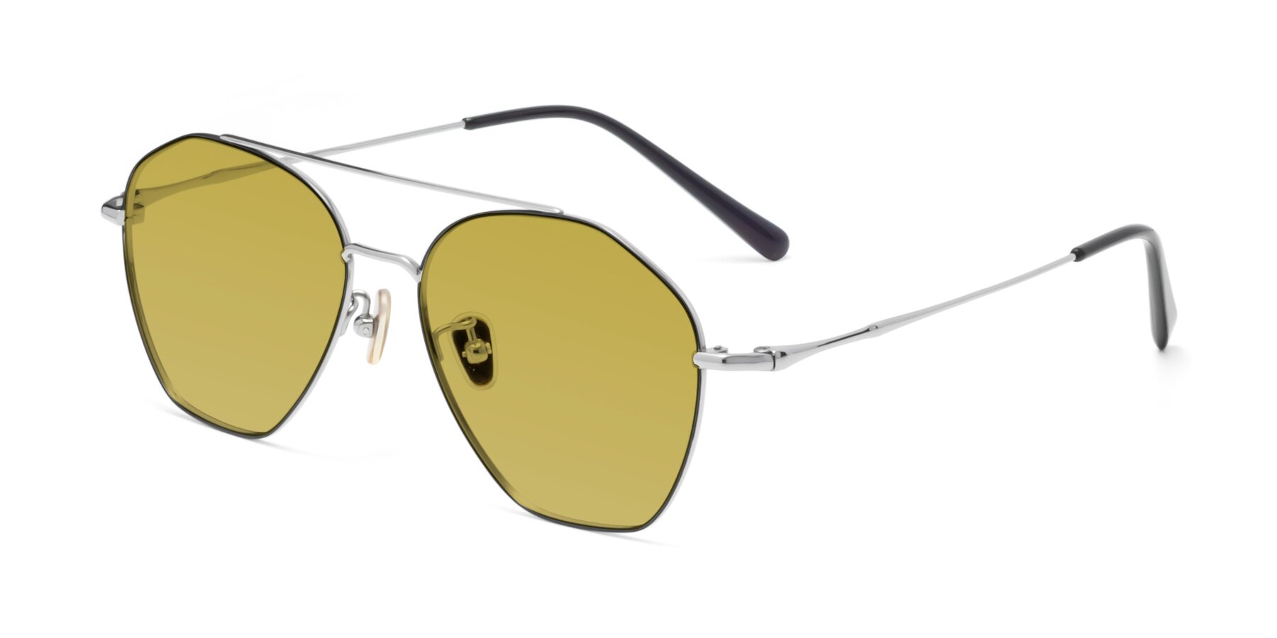 Angle of Linton in Black-Silver with Champagne Tinted Lenses