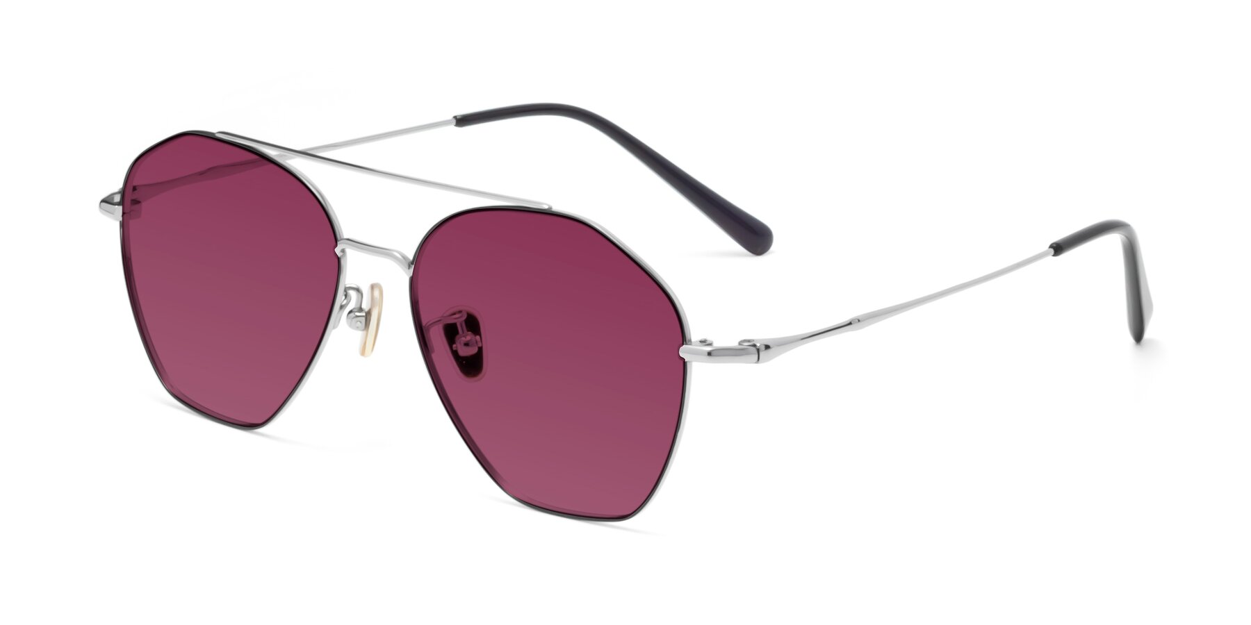 Angle of Linton in Black-Silver with Wine Tinted Lenses