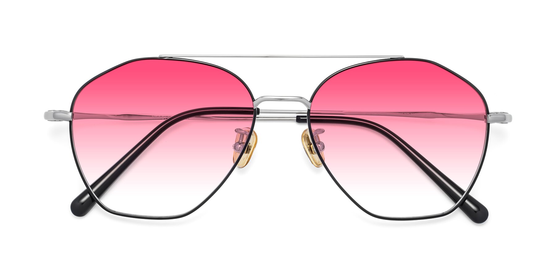 Folded Front of Linton in Black-Silver with Pink Gradient Lenses